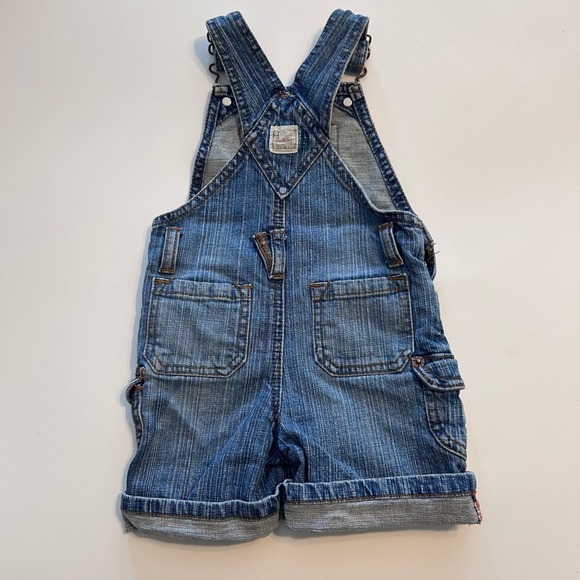 Levi Strauss Denim Floral Embroidered Shortalls Overalls 12 Months - Picture 8 of 10